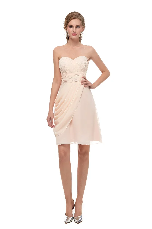 Shop and Save Pink Sweetheart Neck Chiffon Homecoming Dresses With Pleats