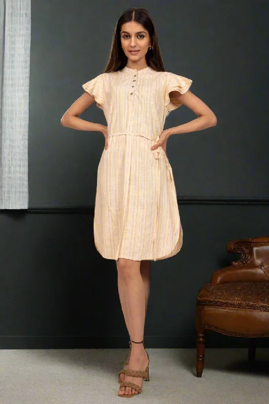 Mega Sale Yellow Striped Short Dress