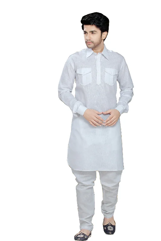 Price Drop Saris and Things White Cotton Readymade Ethnic Indian Kurta Pajama for Men