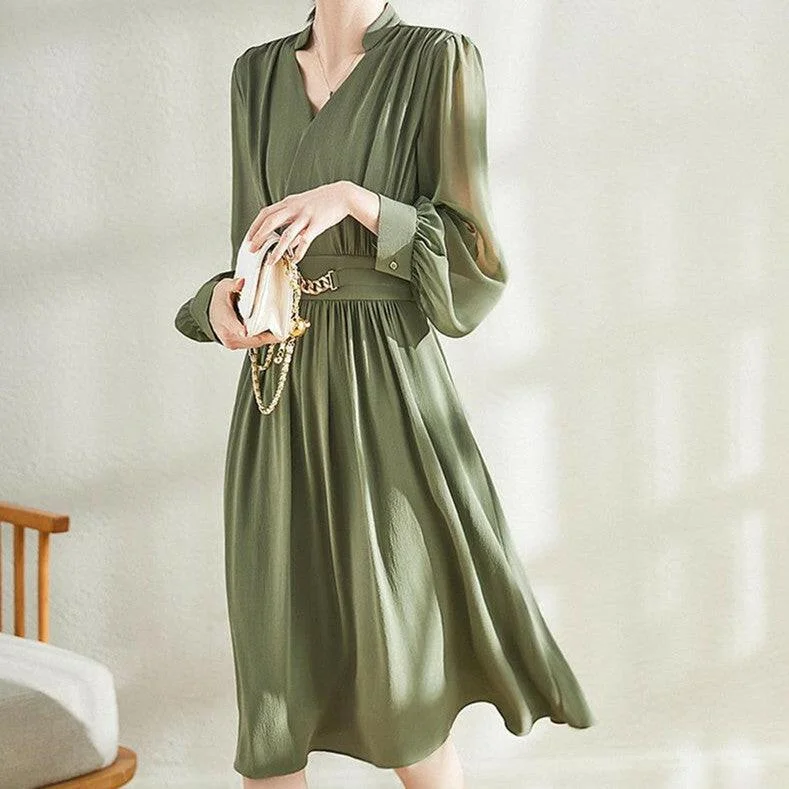 Bargain Blast Fashion Tucked Waist Pleated Chiffon Bubble Long-sleeved OL Commuter Skirt Bargain Blast Fashion Tucked Waist Pleated Chiffon Bubble Long-sleeved OL Commuter Skirt
