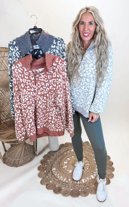 Unmissable Offer Cheetah 1/2 Mock Neck Dreamer Pullover | Salty Wave