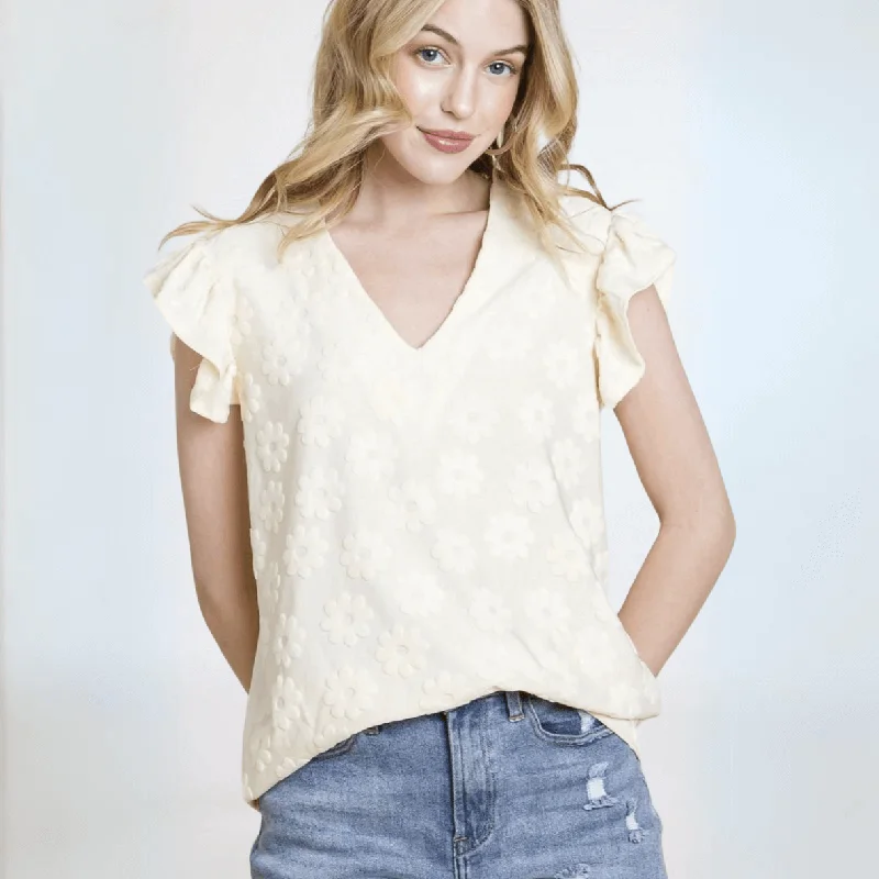 Adorable Daisies Textured Top Made in USA