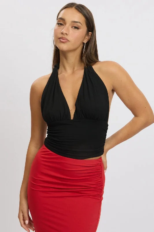 Black Halter Neck Top