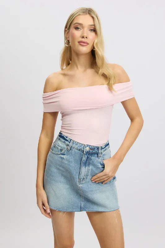 Pink Off Shoulder Top Jersey