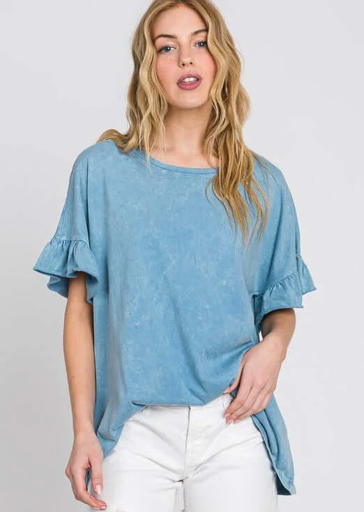 All Day Ruffled Sleeve Tee Made in USA