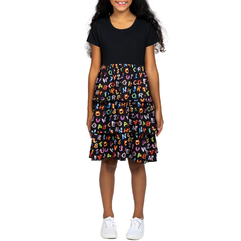 Amazing Deals Animal Alphabet Kids Layered Dress