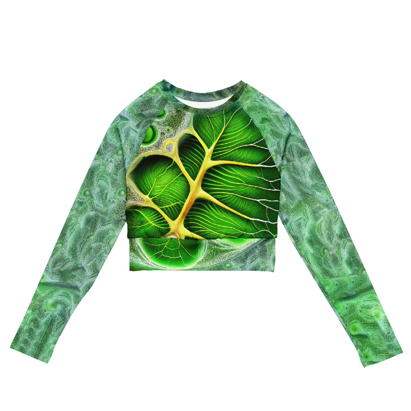 Limited Time Discount Long-Sleeve Crop Top Breathing in Green