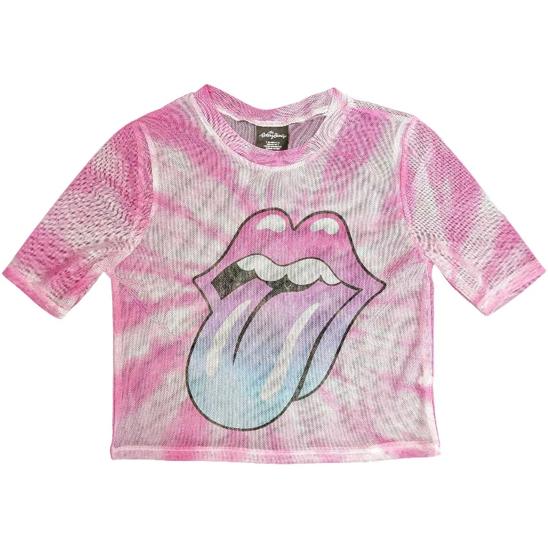 Great Deals Rolling Stones Crop Top - Pink Gradient Tongue (MESH)