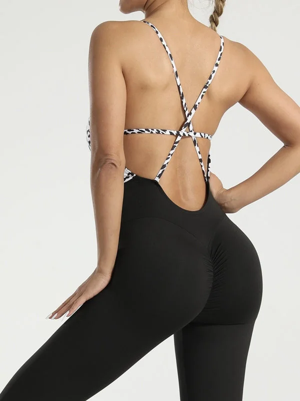 Special Promotion ZASUWA Female Lace-up Cross Back Scrunch Bum Jumpsuit