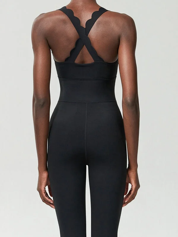 Discount Extravaganza ZASUWA Female Cloud Edge Cross Back Jumpsuit
