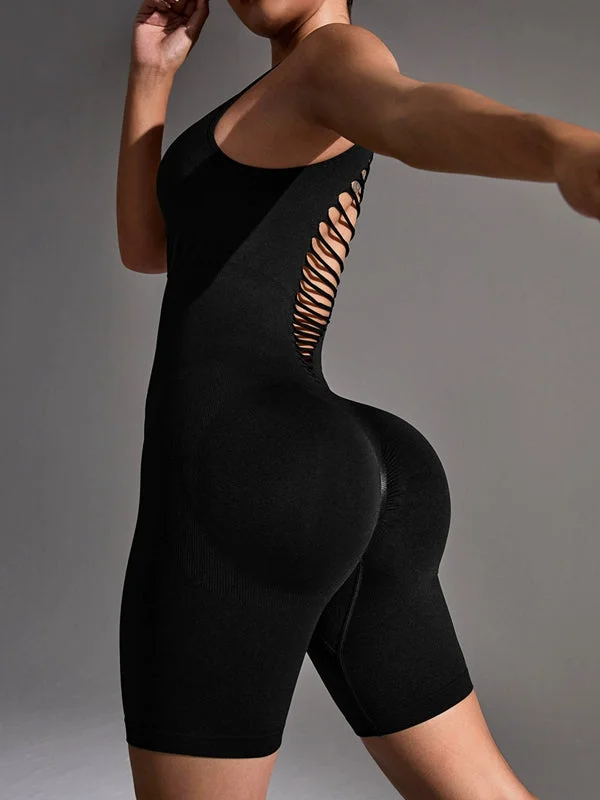 ZASUWA Female Cutout Scrunch Bum Quick-dry Short Jumpsuit