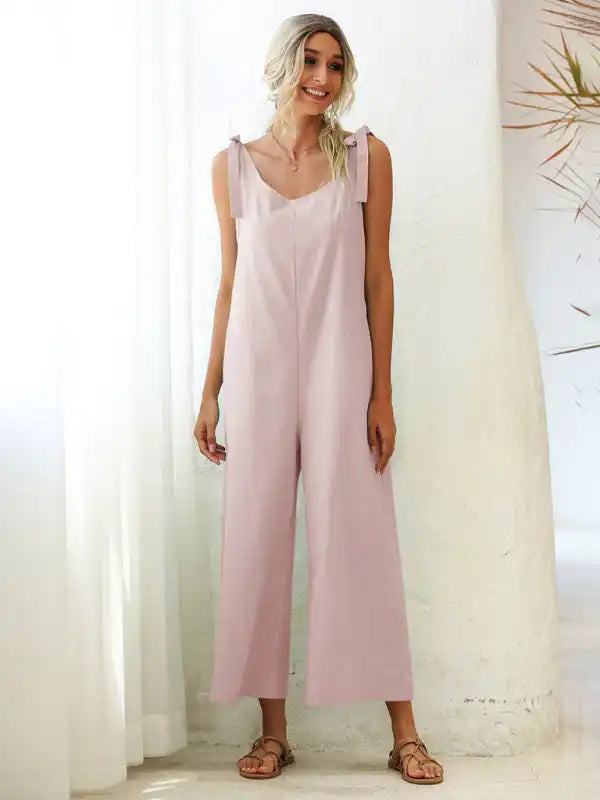 Mega Deal Women’s Woven Strap Loose Casual Straight Overalls