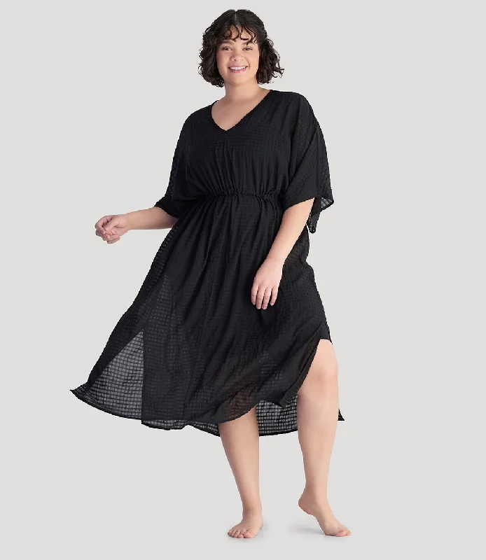 BellaStyle V-Neck Long Gathered Caftan