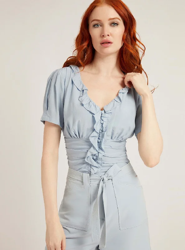 Extra Discounts Blue Tiziana Frill Top