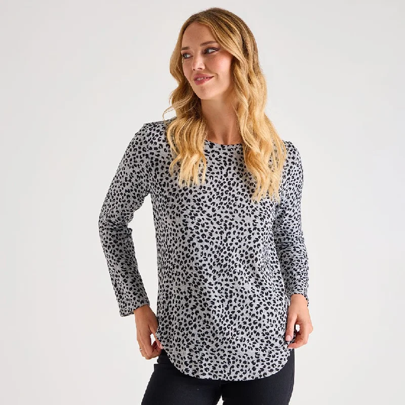 Ladies Grey Leopard Top