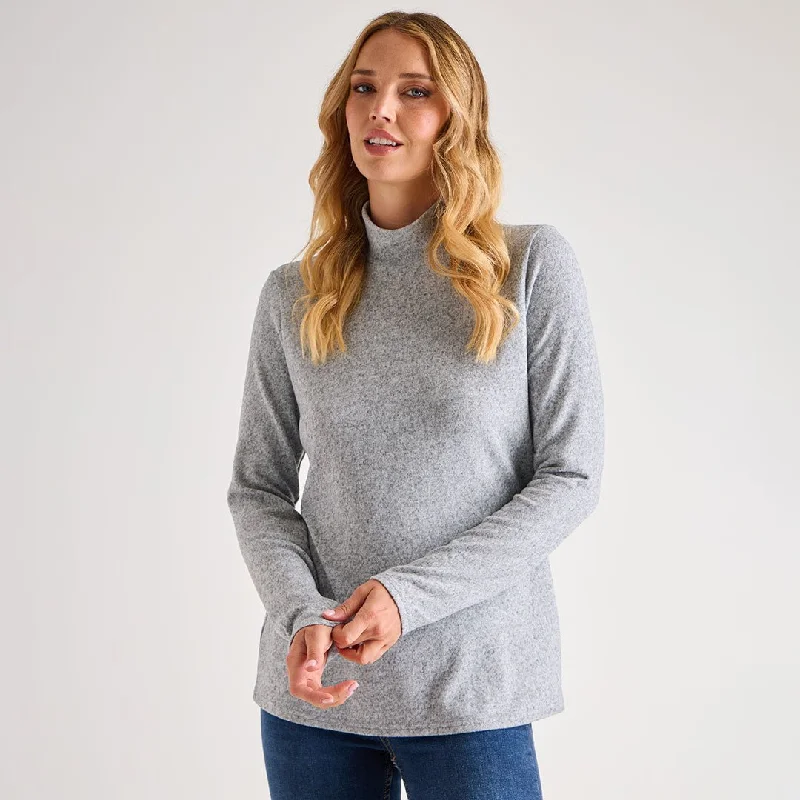 Ladies Brushed Marl Turtle Neck Top