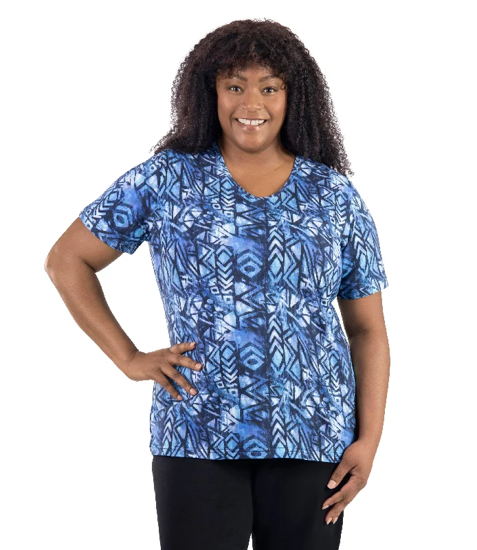 LifeStyle Cotton Short Sleeve Top Santa Fe Print