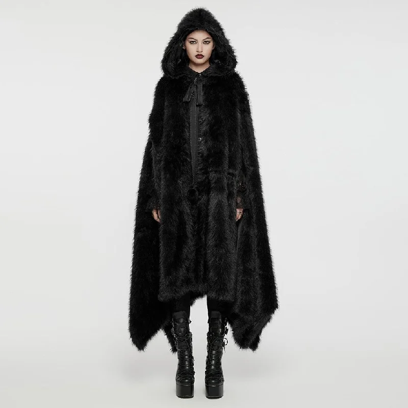 Discount Mania Women's Gothic Irregular Faux Fur Winter Cloak