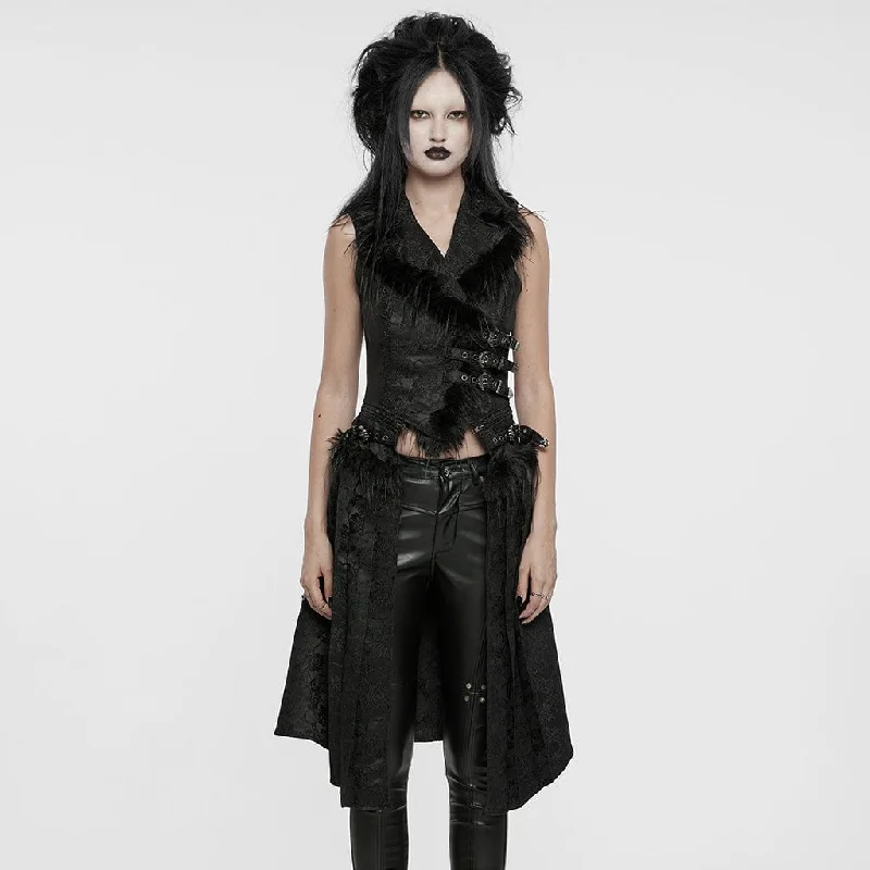 Fantastic Deals Women's Gothic Lace-up Jacquard Detachable Vest