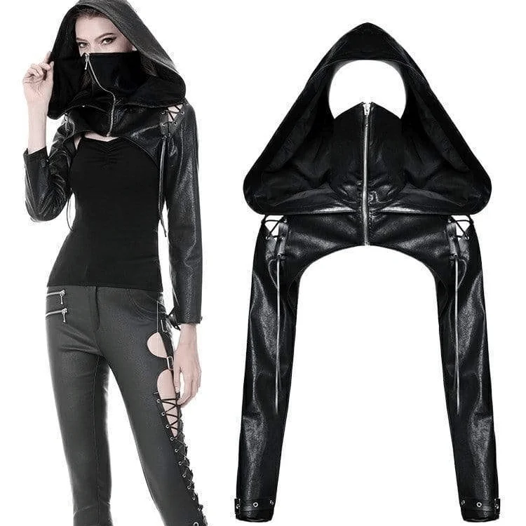 Women's Punk PU Masked Capes With Hood